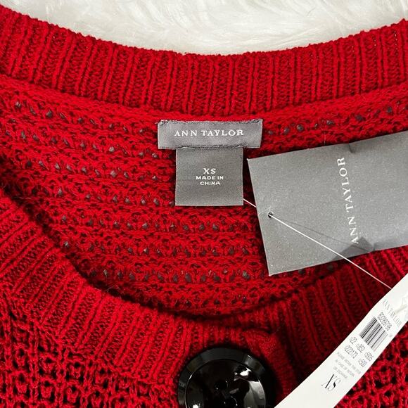 NEW Ann Taylor Silk Ribbed Open Knit Button Front Cardigan Sweater Jacket XS NWT - Picture 14 of 16